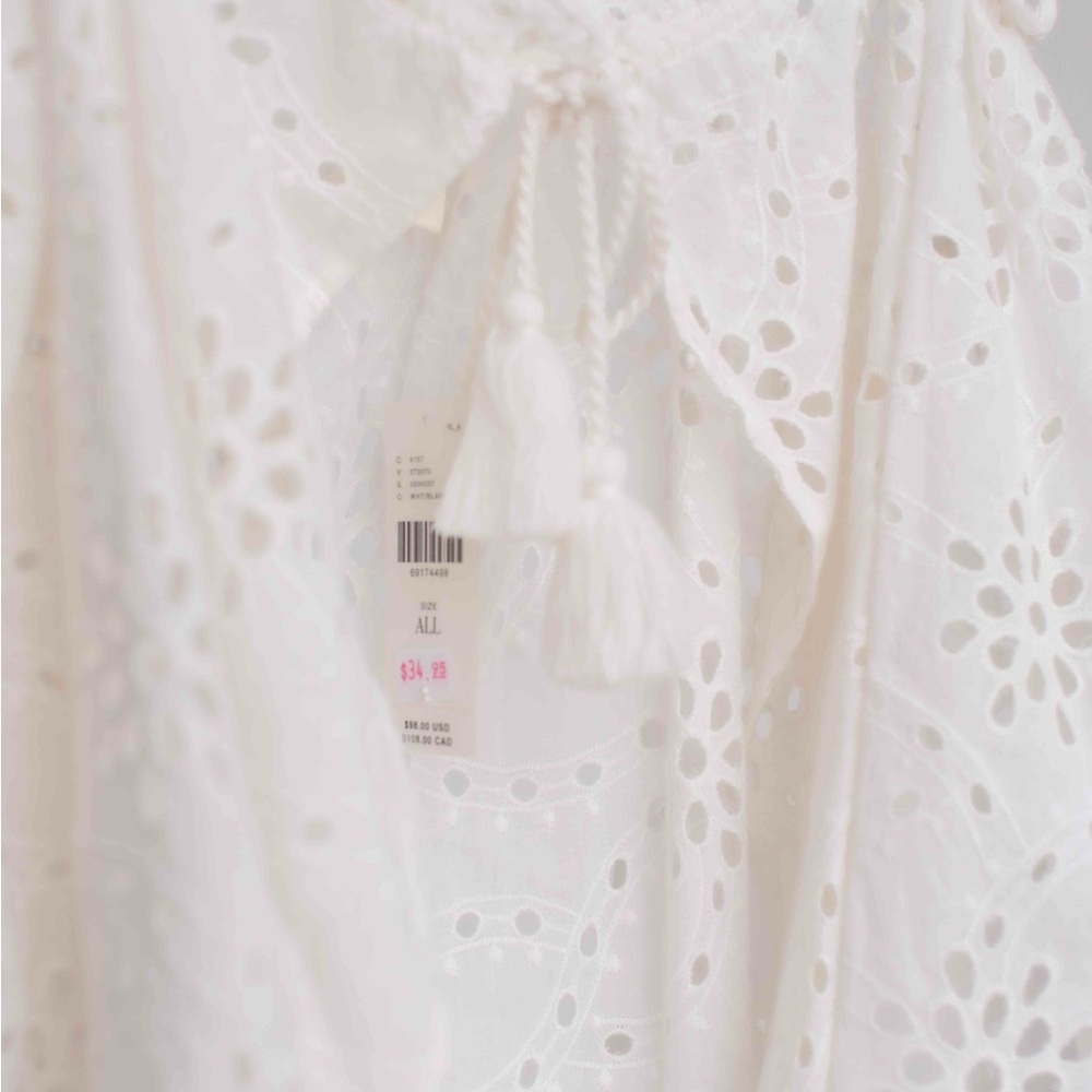 Anthropologie white Eyelet Tassel tank